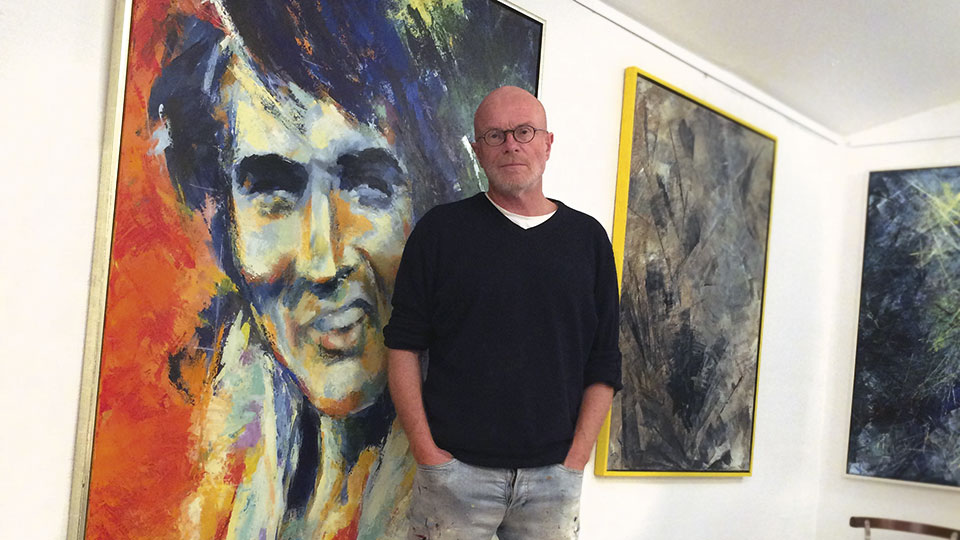 Portræt af Elvis Presley malet af den danske portrætmaler Peter Simonsen