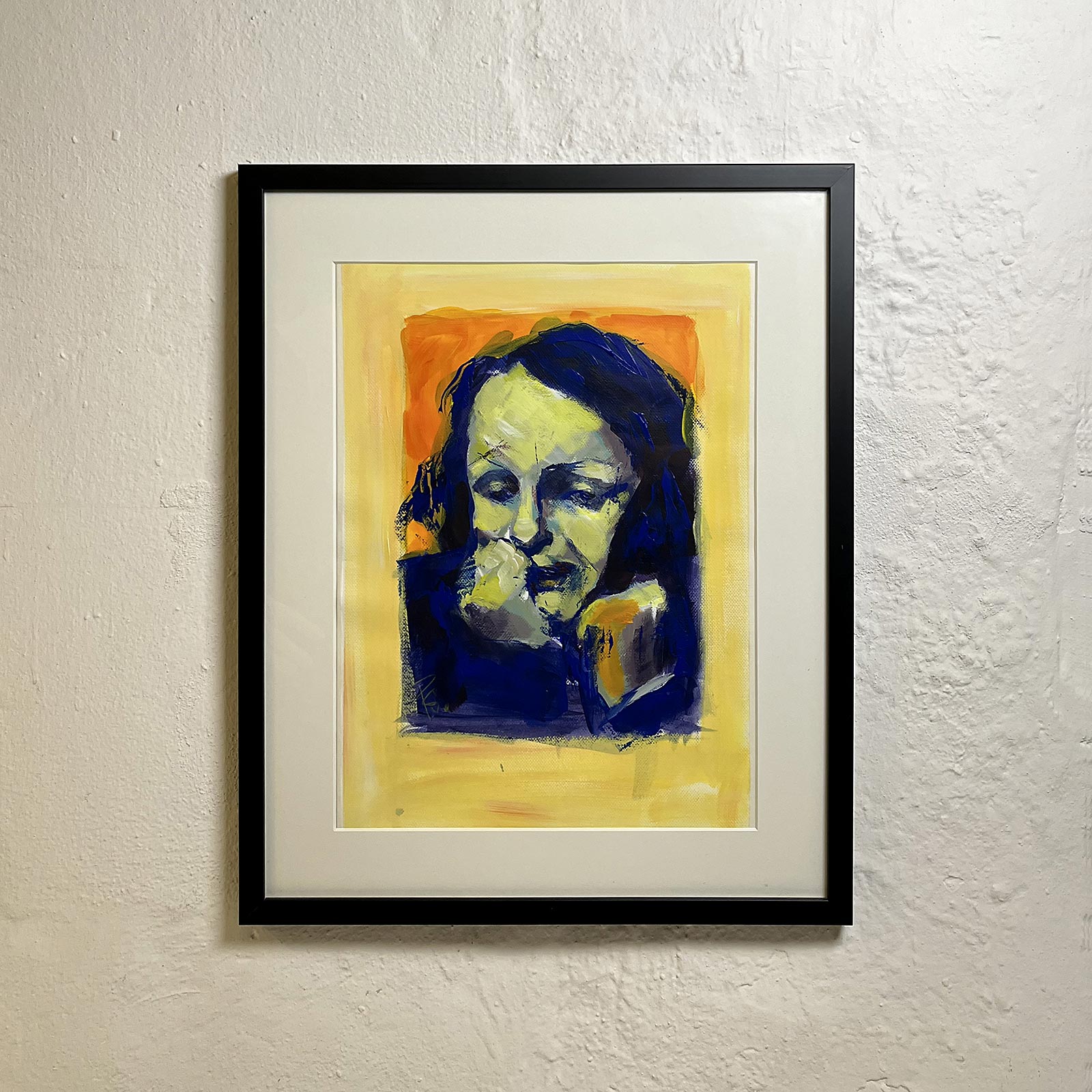 Edith Piaf alla prima-studie 01 - akryl og kridt malet af billedkunstner Peter Simonsen.