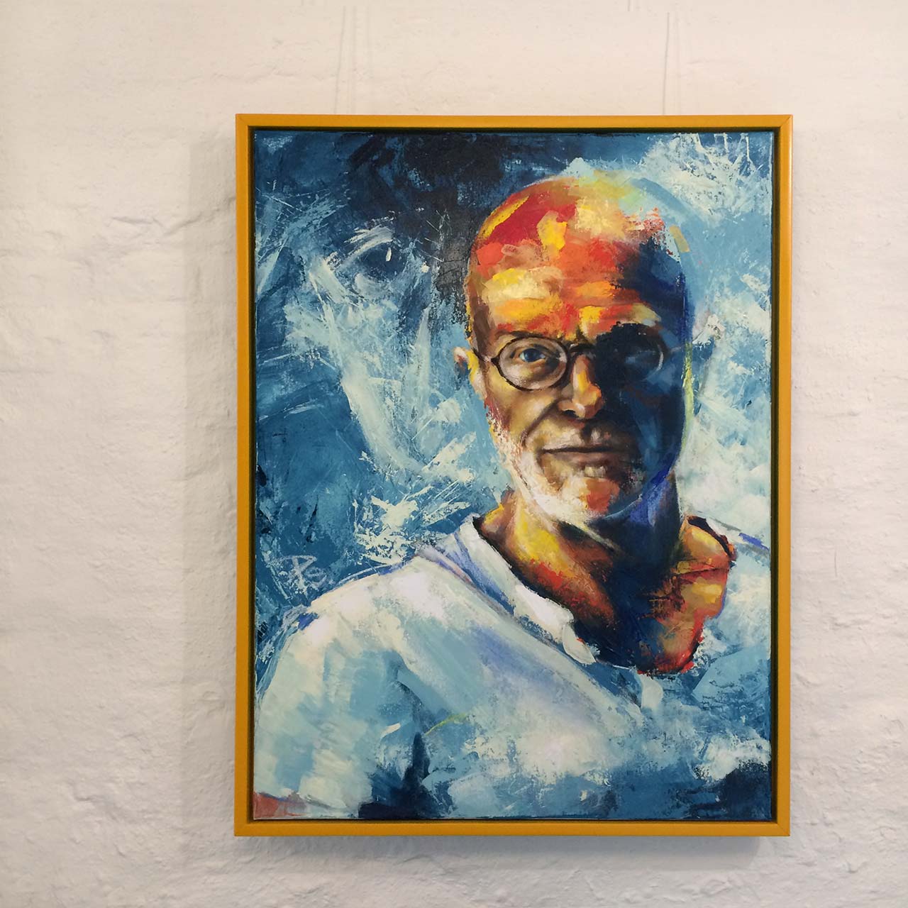 Portrætmaler Peter Simonsen, selvportræt malet i 2019. Ekspressionistisk portræt med et strejf af realisme.