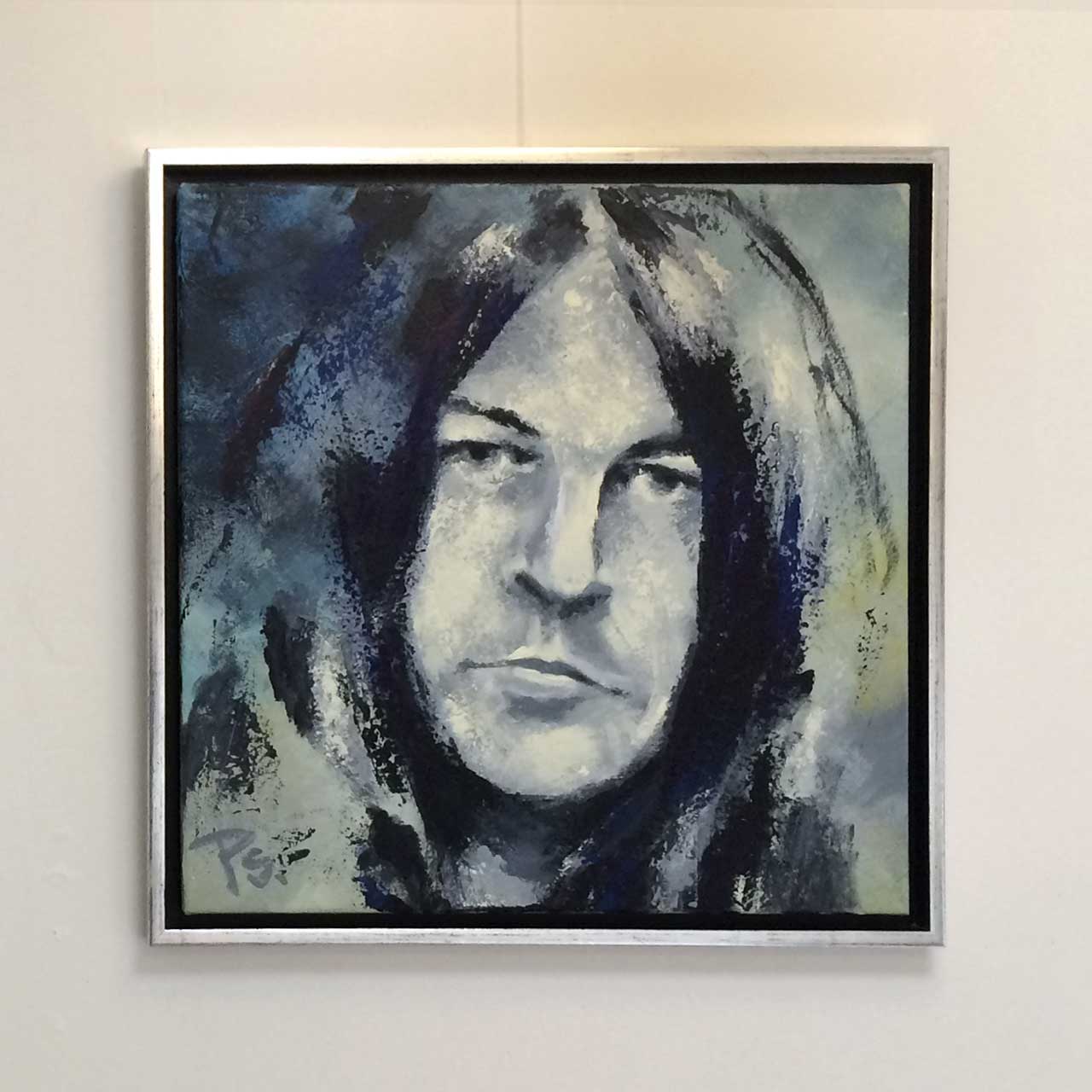 Portrætmaler Peter Simonsens portræt af Ian Gillan, forsanger i bandet Deep Purple