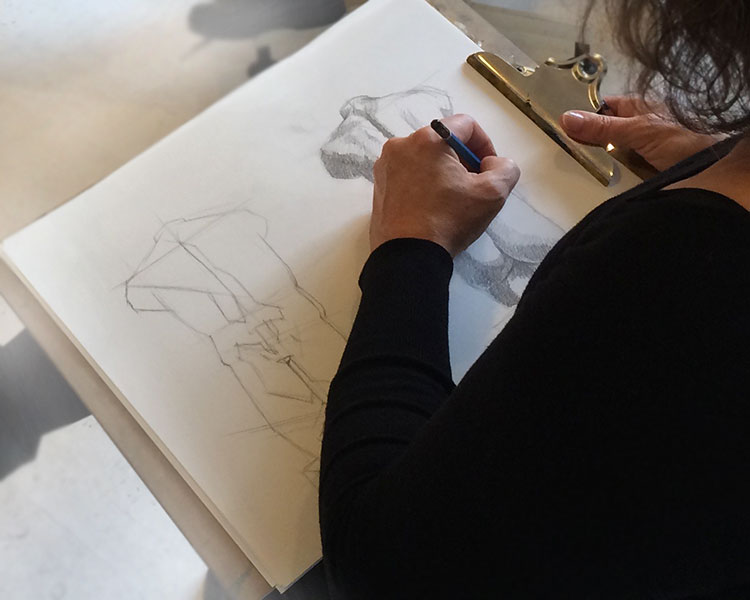 Tegnekursus i klassisk tegning. Tegneundervisning i klassiske tegneteknikker med fokus på kroppens anatomi