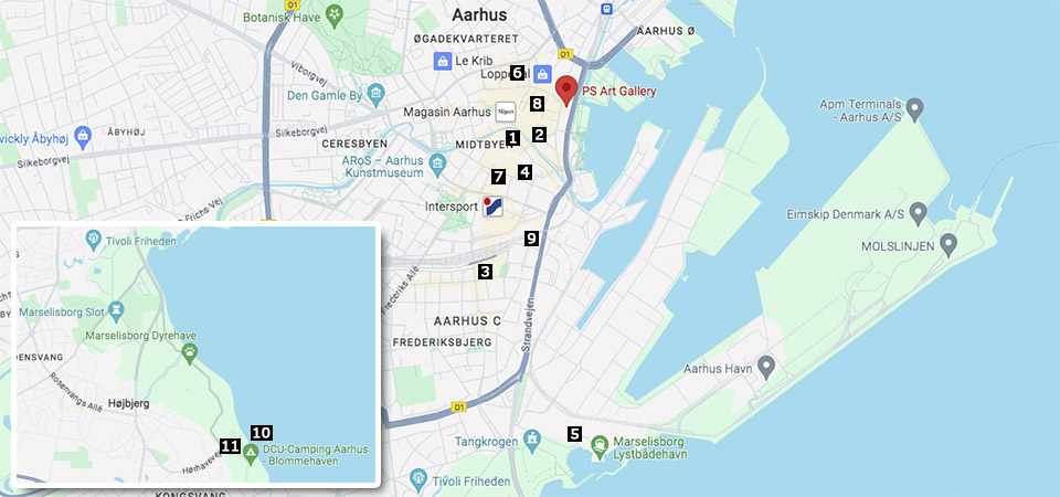 Overnatning i Aarhus ifm. kurser hos PS Art Gallery - hoteller, bed & breakfast, hostels, camping